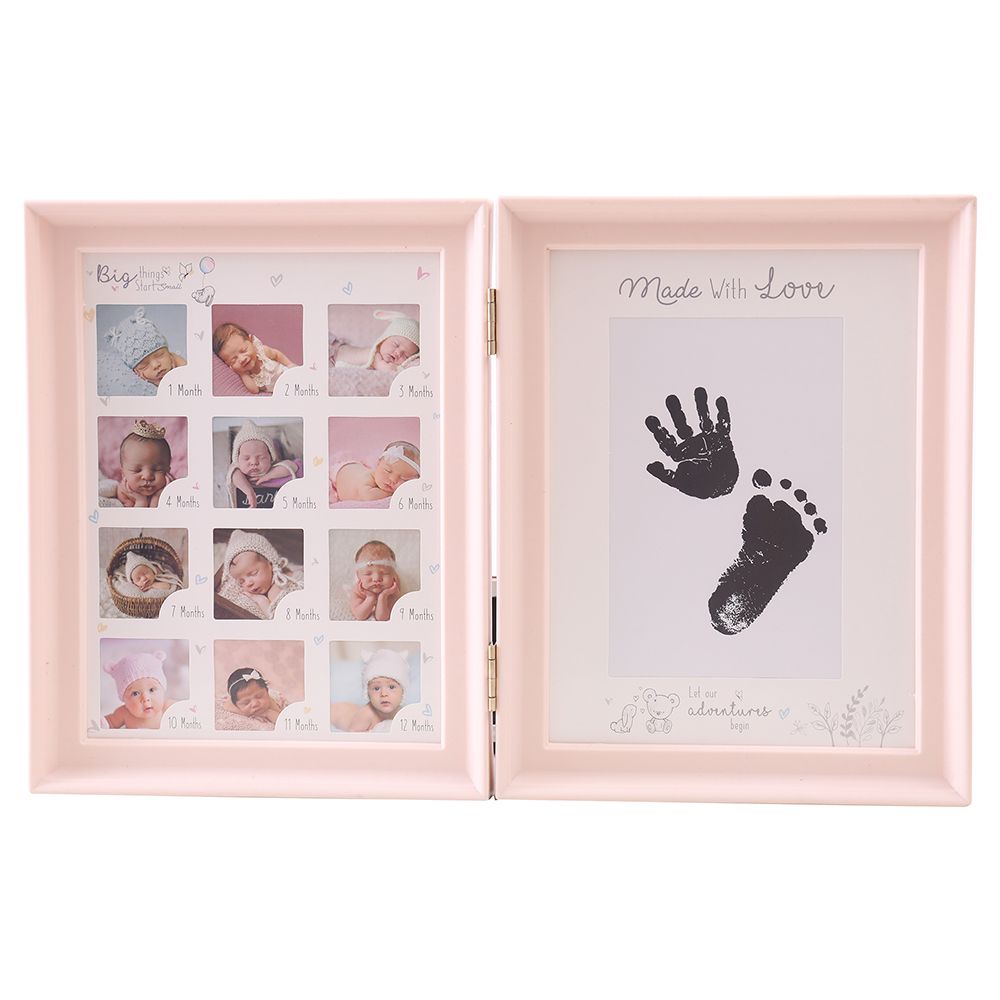 Newborn Baby Handprint and Footprint Ink Pad with Picture Frame and Display Stand