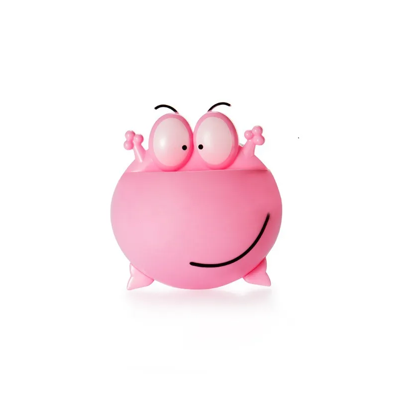 Wandsauger, niedlicher Cartoon-Frosch, Kunststoff, Zahnbürstenhalter, Badezimmer-Organizer rosa big image 1