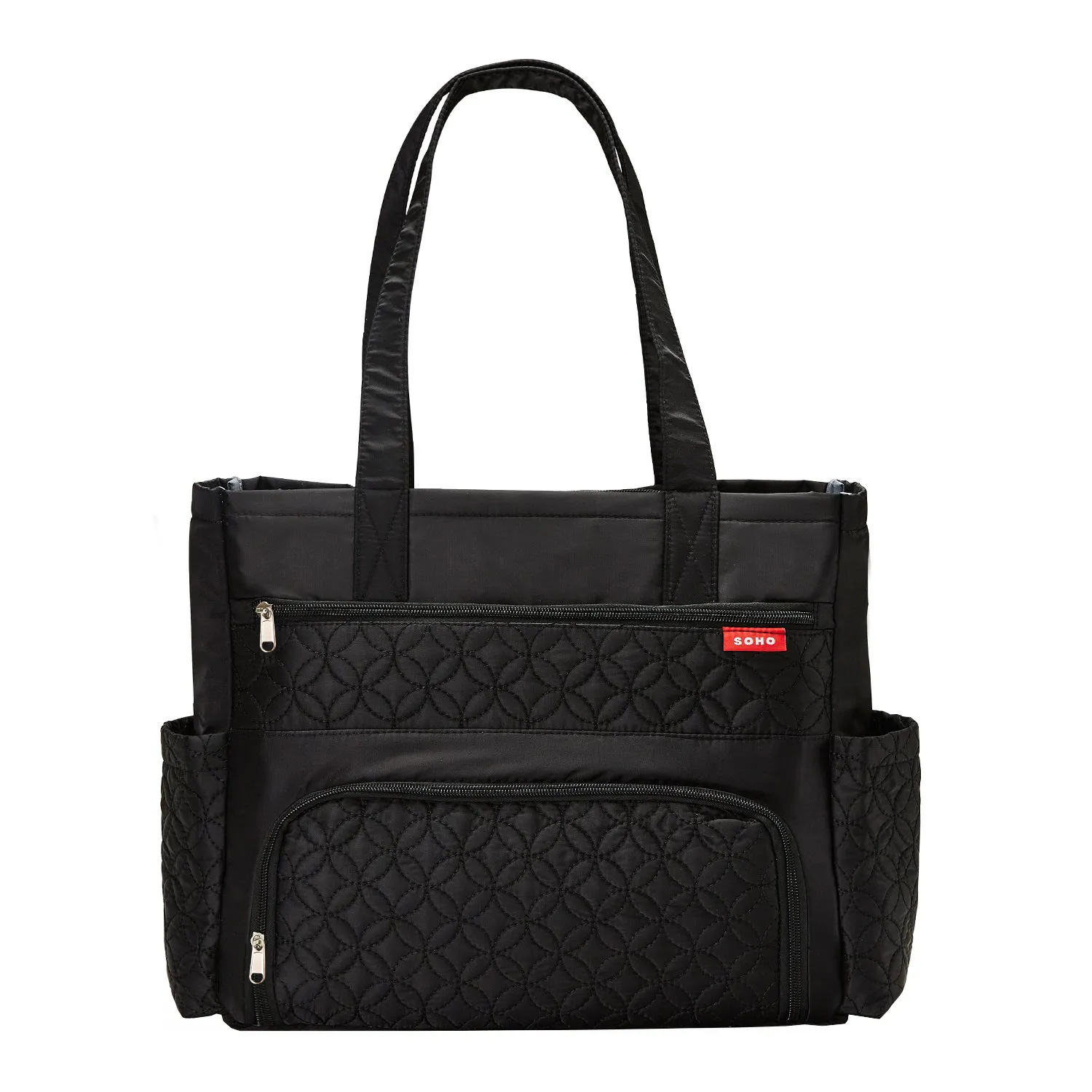 6-pack Diaper Tote Bag Set Multifunction Large Capacity Embroidered Mom Bag with Stroller Straps Buckle  image 2
