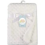 Dotted Fleece-lining Baby Blanket Swaddling Newborn Soft Bedding White