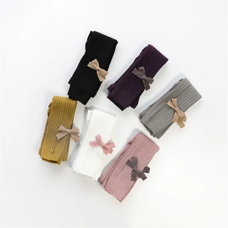 Baby / Toddler Girl Solid Knitted Bowknot Casual Leggings  image 4