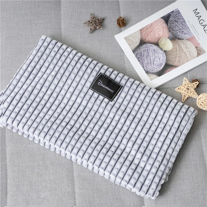 Pure Color Plaid Blanket Baby Quilt Hold Blanket Home Bed Blanket Kids Bedding for All Seasons Grey