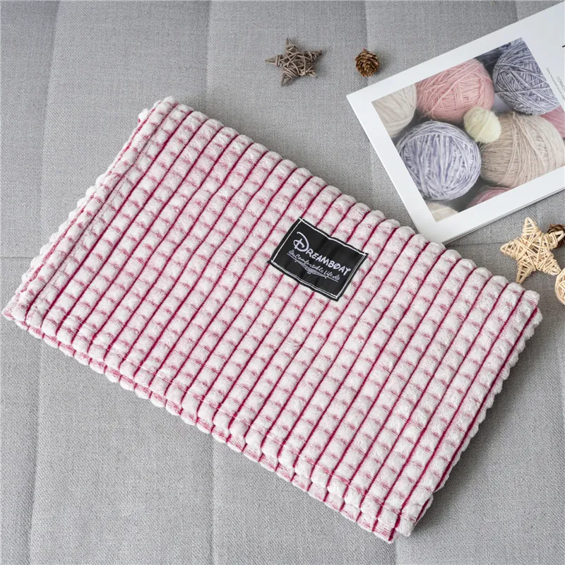 Pure Color Plaid Blanket Baby Quilt Hold Blanket Home Bed Blanket Kids Bedding for All Seasons  big image 1