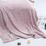 Pure Color Plaid Blanket Baby Quilt Hold Blanket Home Bed Blanket Kids Bedding for All Seasons  image 4