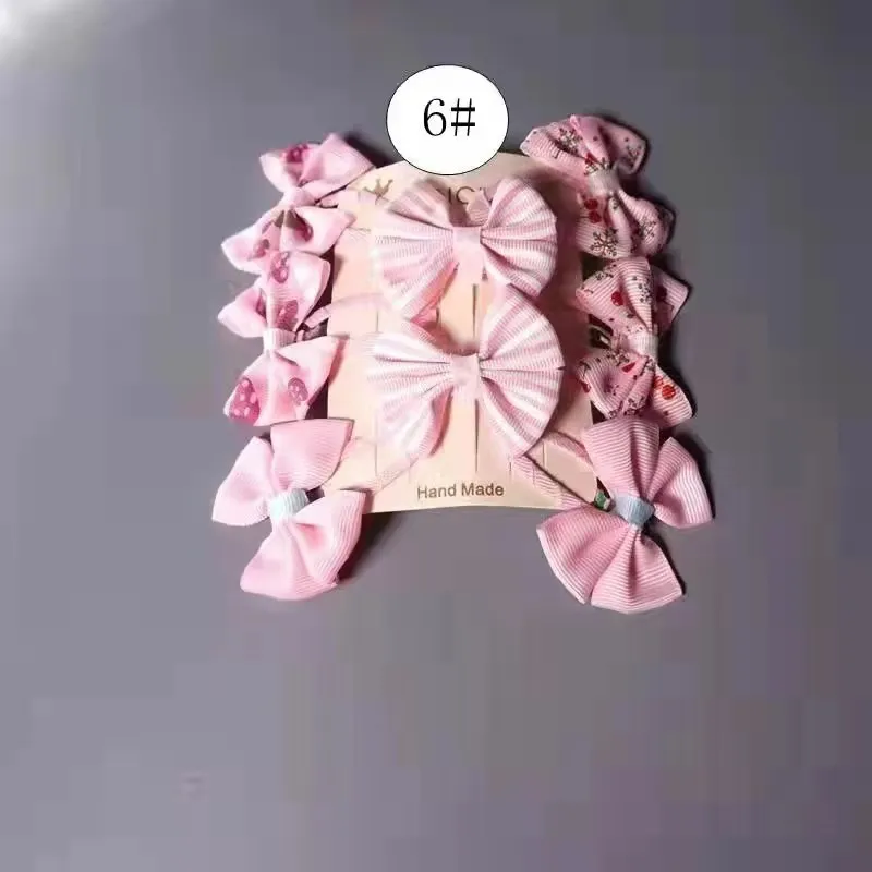 8-pack Pretty Bowknot Hairpins for Girls Light Red