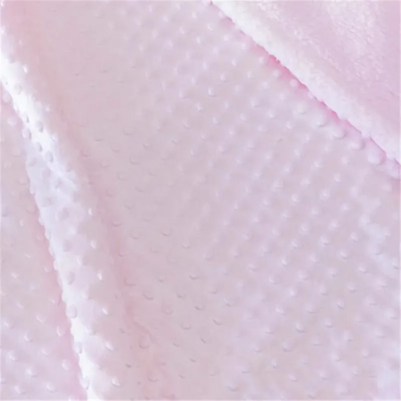 Dotted Fleece-lining Baby Blanket Swaddling Newborn Soft Bedding Light Pink big image 1