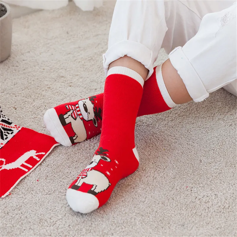 4-pairs Baby / Toddler Christmas Thermal Crew Socks Red image 6