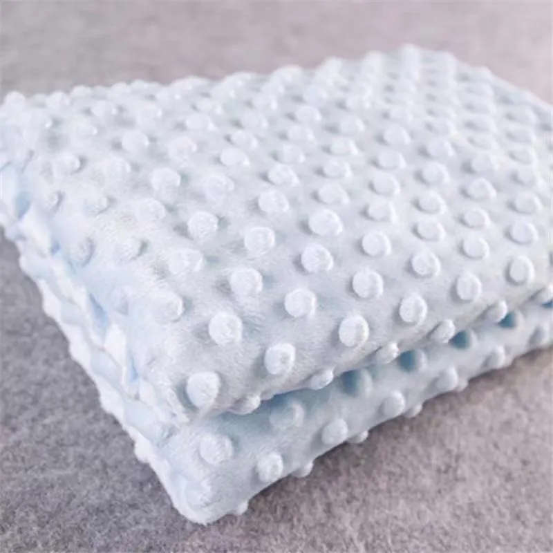Dotted Fleece-lining Baby Blanket Swaddling Newborn Soft Bedding Light Blue image 3