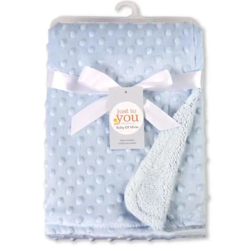 de puntos de vellón-guarnición manta de bebé recién nacido ropa de cama blanda envolviendo Azul Claro big image 1