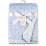 Dotted Fleece-lining Baby Blanket Swaddling Newborn Soft Bedding Light Blue