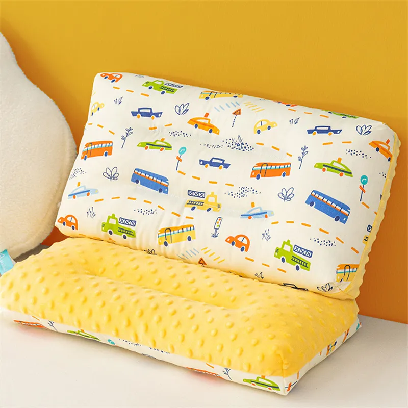

100% Cotton Baby Soothing Pillow Cartoon Dinosaur Unicorn Traffic Pattern Kids Soft Elastic Sleeping Pillows