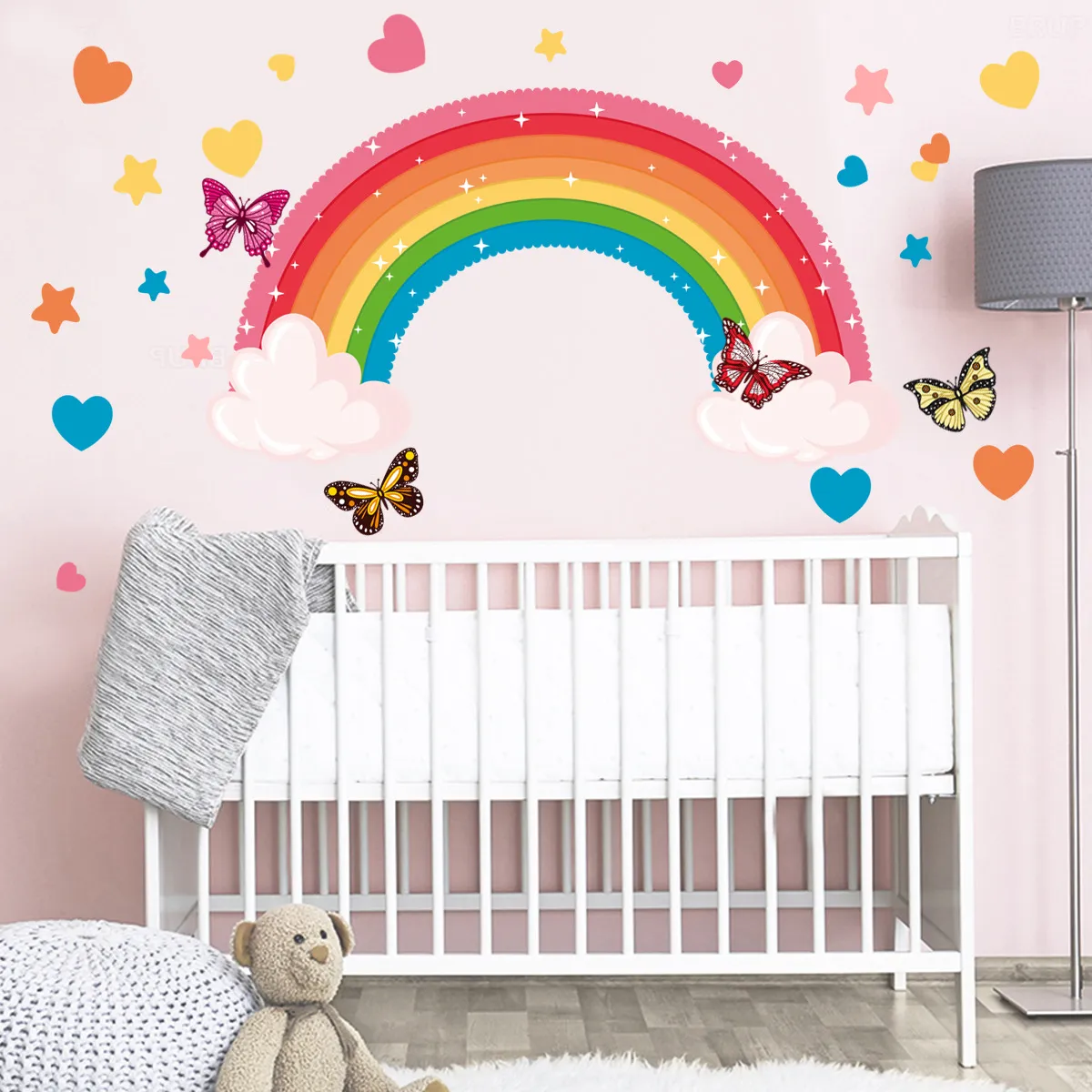 borboleta do arco-íris estrela adesivos de parede que vivem parede de fundo decoração dos quartos das crianças pintando estrela adesivos de parede casa Multicolorido big image 1