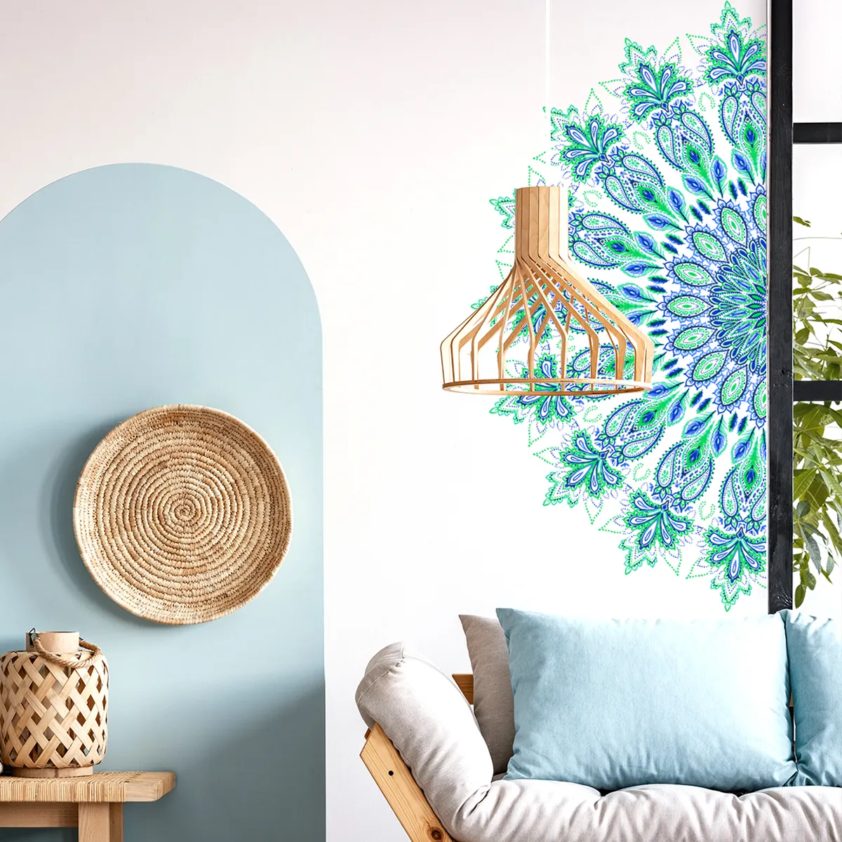 Half Mandala Wall Sticker Wall Decal Background Wall Art Decal Decor for Living Room Bedroom TV Background Decoration Multi-color image 4