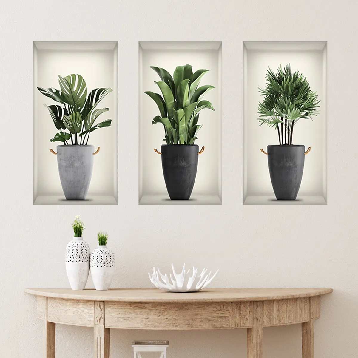 Bonsai Wall Decals, Removable Plant Green Plant Wall Stickers, DIY Green Plants Decals for Living Room Bedroom Kitchen Decor  image 3