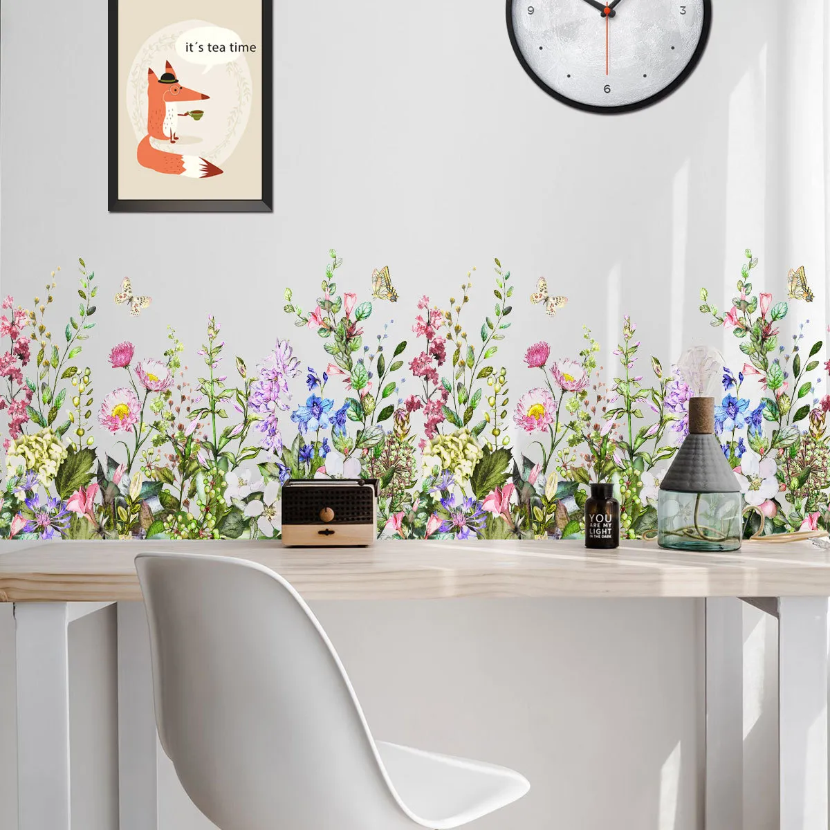 Planta Flores Sala de estar Fondo Decoración de pared Pegatina al por mayor Multicolor big image 1