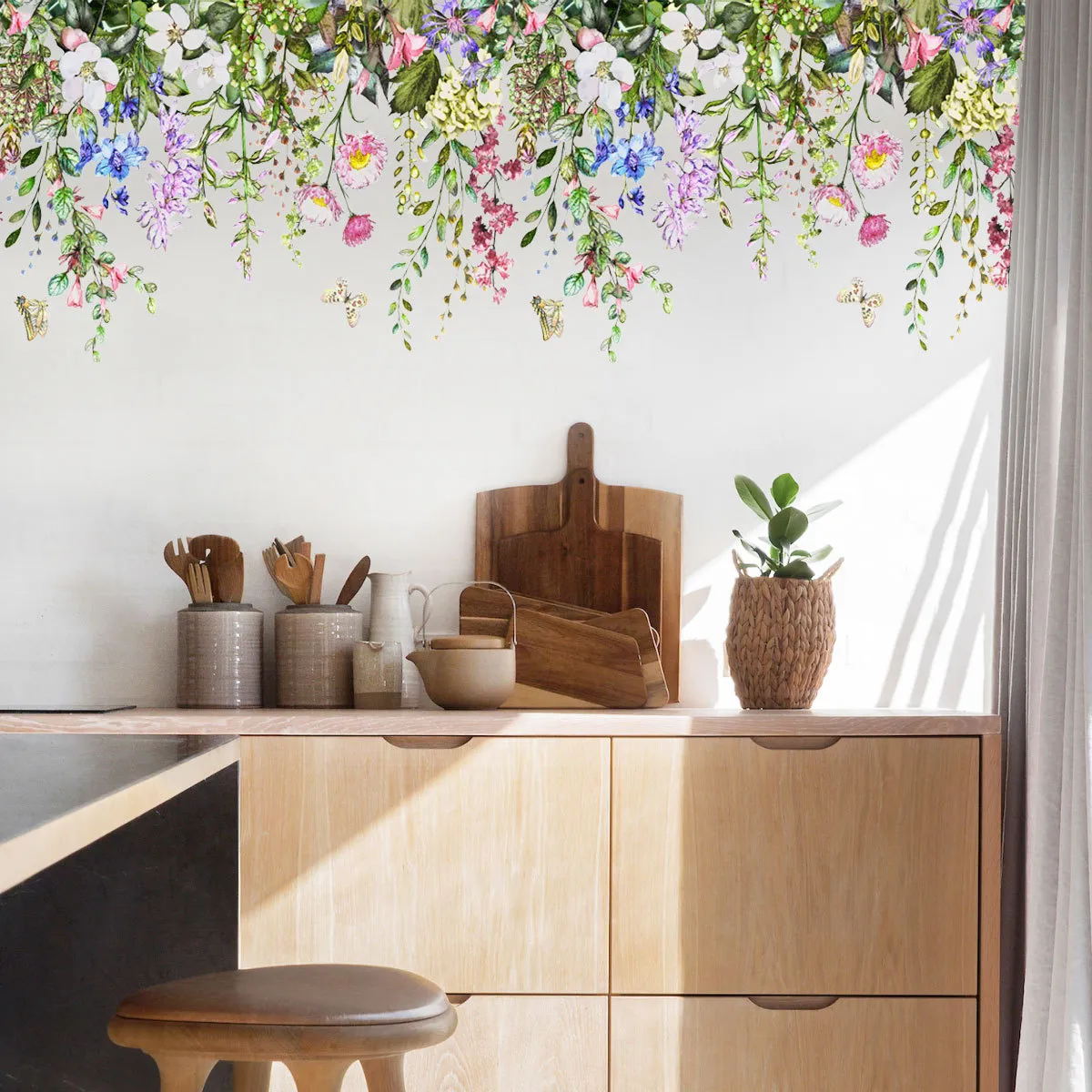 植物花卉客廳背景牆裝飾貼紙批發 彩色 big image 1