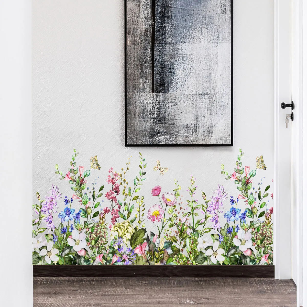 الزهور النباتية غرفة المعيشة خلفية الجدار الديكور ملصق بالجملة متعدد الألوان big image 1