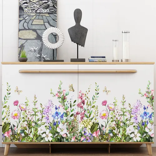 Fleurs de plantes Salon Arrière-plan Décoration murale Autocollant en gros