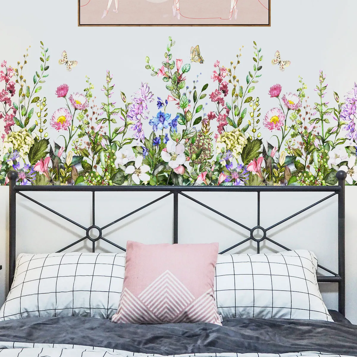 Planta Flores Sala de estar Fondo Decoración de pared Pegatina al por mayor Multicolor big image 1