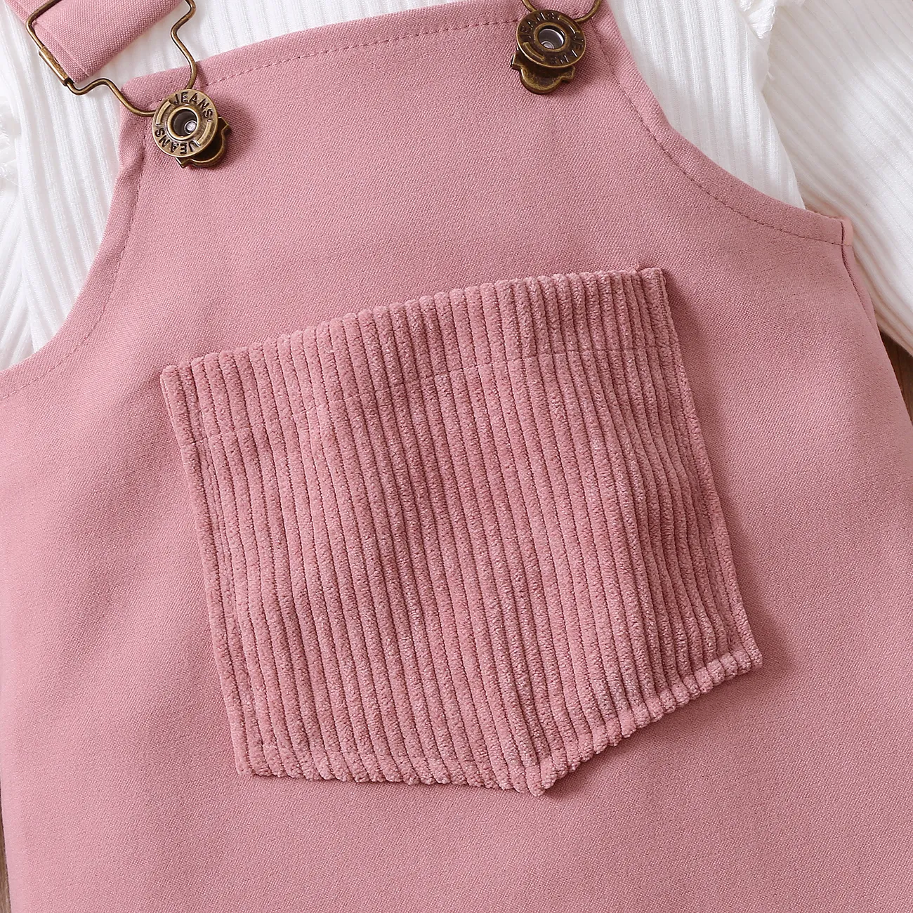 3 Stück Baby Aufgesetzte Tasche Süß Langärmelig Kostümrock rosa big image 1