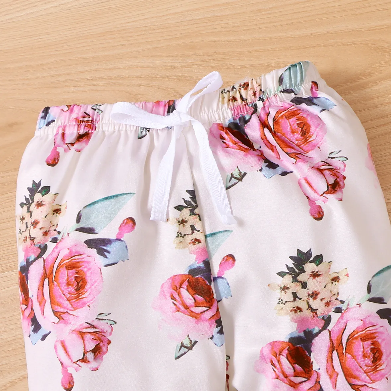 2-piece Toddler Girl Letter Floral Print Hoodie and Pants Set Pink big image 1