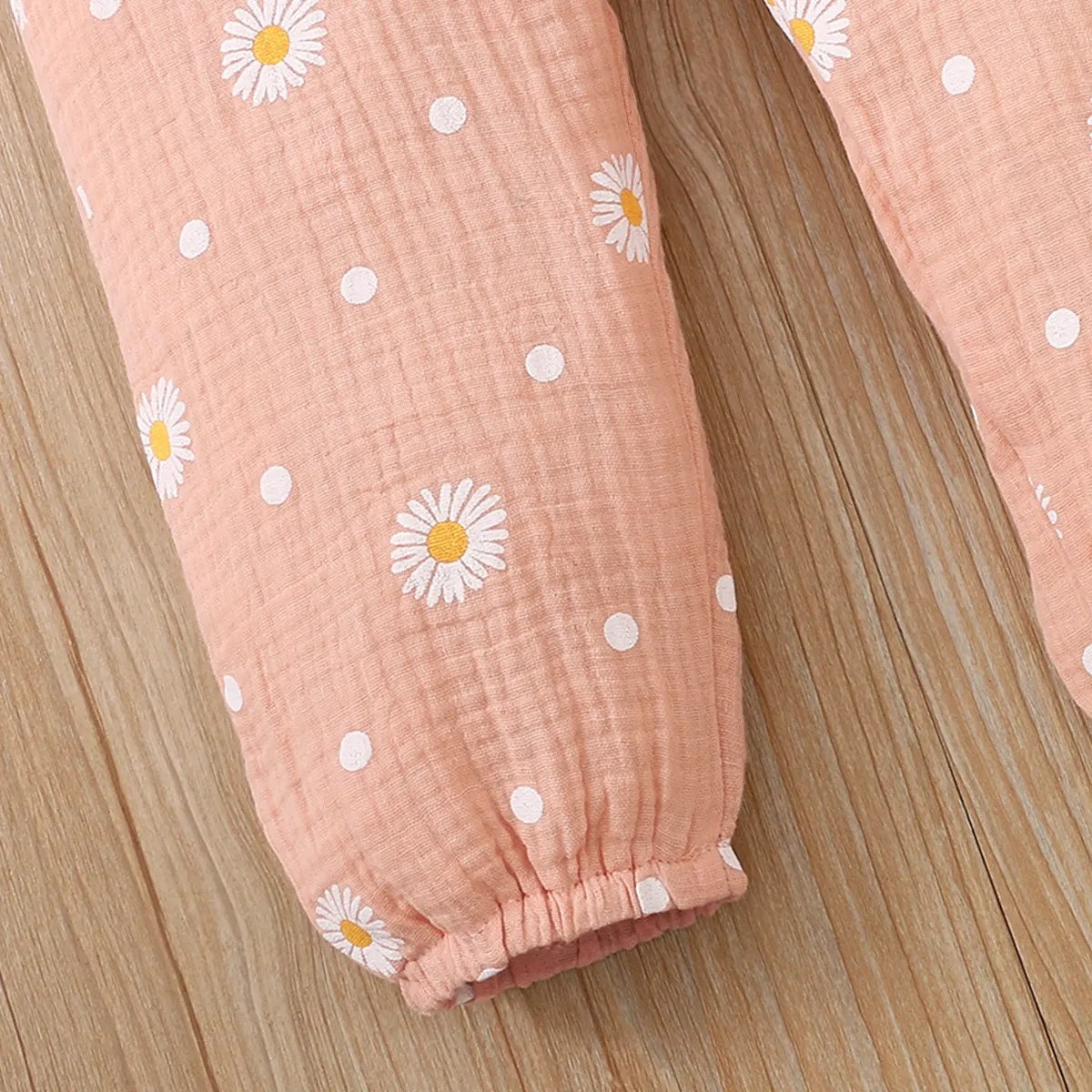 Toddler Girl 100% Cotton Floral Print Bowknot Design Sleeveless Jumpsuit Pink big image 1