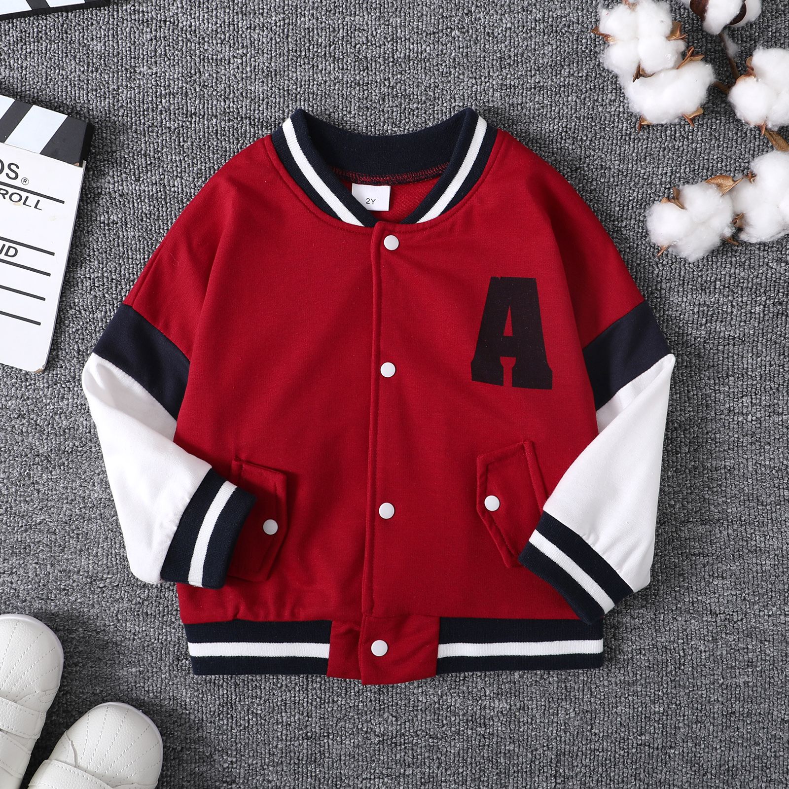 

Toddler Boy Plauful Patch Embroidered Colorblock Bomber Jacket