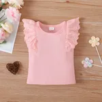 Baby Mädchen Flatterärmel Avantgardistisch Ärmellos T-Shirts rosa