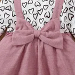 Baby Girl Allover Heart Print Bow Front Long-sleeve Spliced Dress  image 4