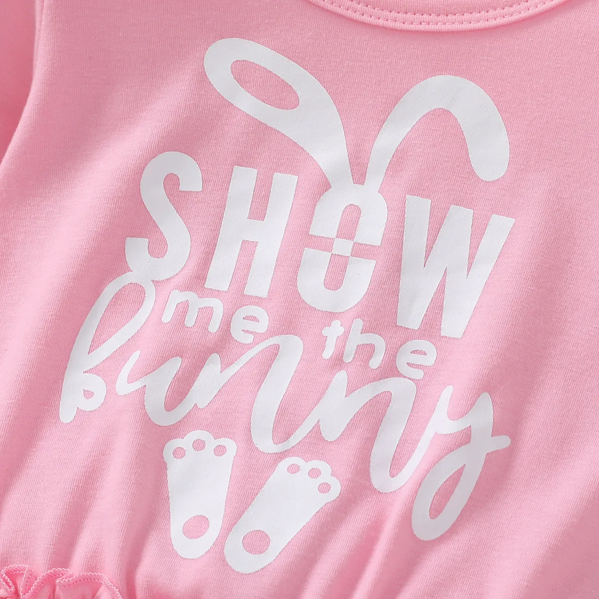 Easter 2pcs Toddler Girl Playful Ruffled Bunny Print Tee and Pants Set  image 4