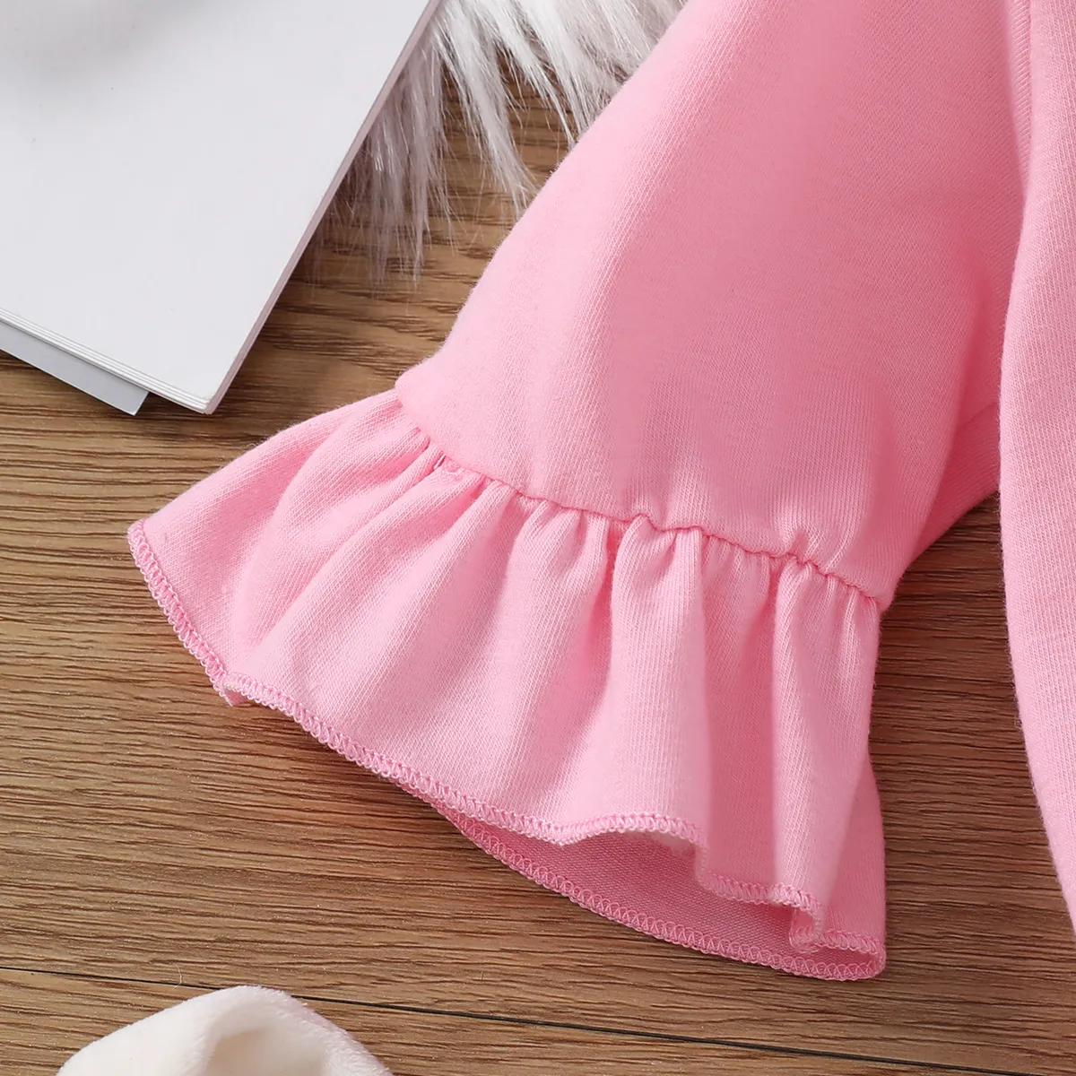 Easter 2pcs Toddler Girl Playful Ruffled Bunny Print Tee and Pants Set  image 5