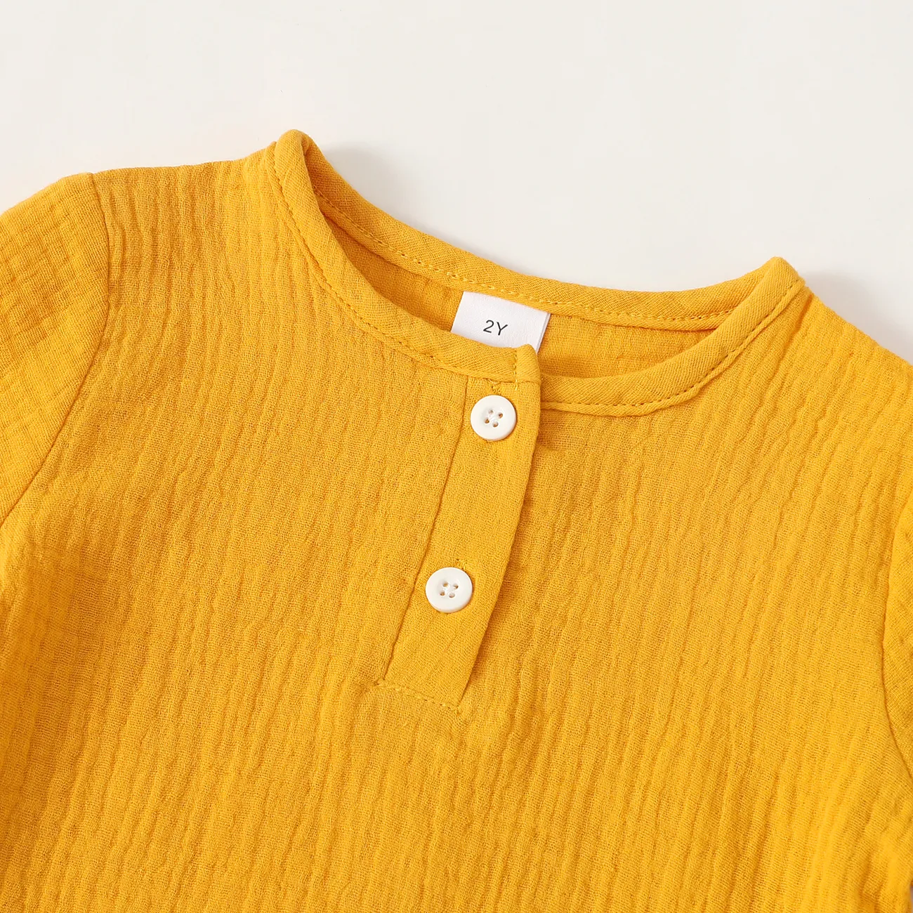 2 Stück Kleinkinder Unisex Henley-Kragen Basics T-Shirt-Sets gelb big image 1