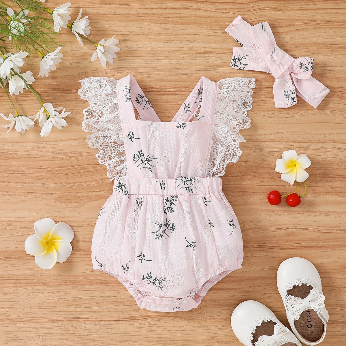 Baby girl romper with cheap headband