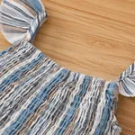 2pcs Toddler Girl Stripe Ruffle Hem Flutter-sleeve Smocked Top and Shorts Set  image 2