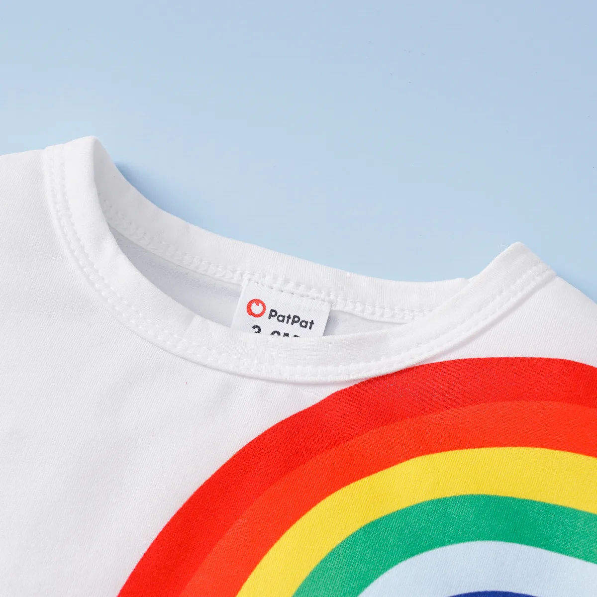 2pcs Baby Boy Rainbow Print White Short-sleeve Tee and 100% Cotton Shorts Set White image 4