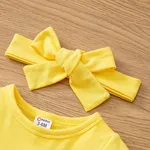 3pcs Baby Girl Ruffled Top and 100% Cotton Ripped Sunflower Leopard Print Pants & Headband Set  image 4