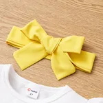 3pcs Toddler Girl 95% Cotton Ruffle Solid Short-sleeve Tee and Giraffe Pattern Strappy Pocket Overalls & Headband Set  image 4