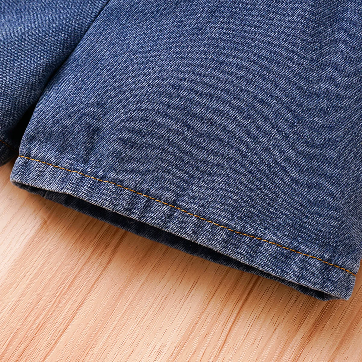 2pcs Toddler Girl 100% Cotton Front Buttons Ruffle Slip Top and Belted Denim Shorts Set DENIMBLUE big image 1
