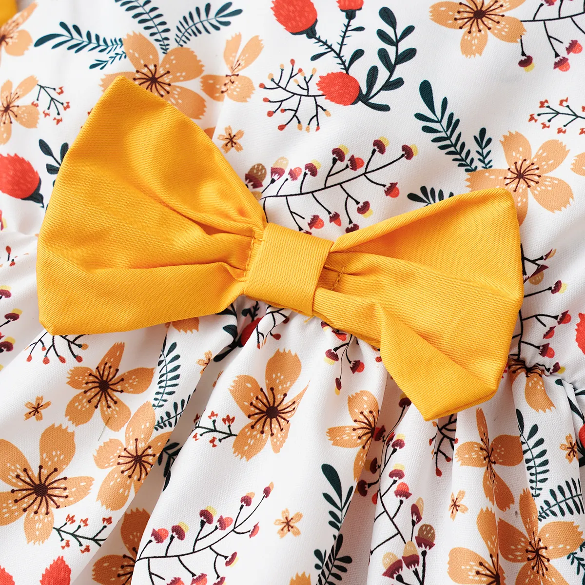 3pcs Baby Girl Floral Print Bow Decor Peplum Tank Top & 100% Cotton Shorts & Headband Set   image 5