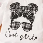 2pcs Toddler Girl Figure Letters Print Long-sleeve Tee and Plaid Skirt Set  image 4