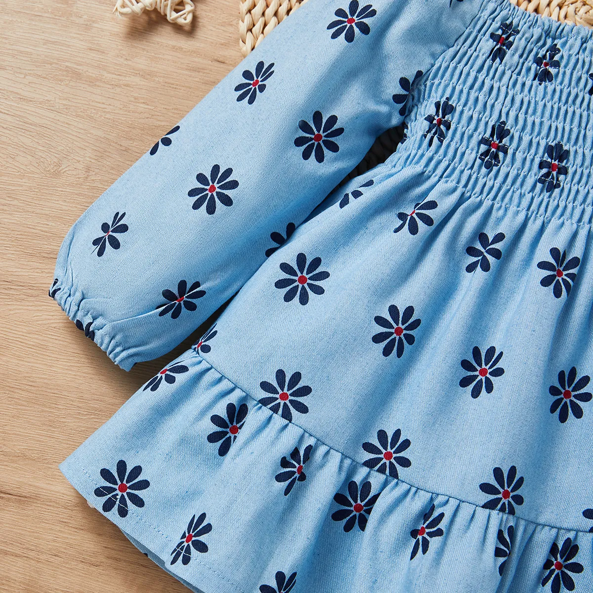 Bebé Ponto smock Margarida Bonito Manga comprida Vestidos  image 4