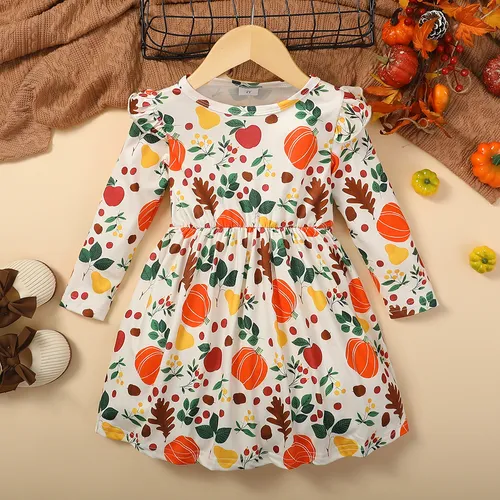 Toddler Girl Sweet Floral Print Long Sleeve Dresses