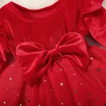 Baby Girl Sweet  Fabric Stitching Christmas Long sleeve Dress   image 3