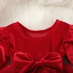 Baby Girl Sweet  Fabric Stitching Christmas Long sleeve Dress   image 4