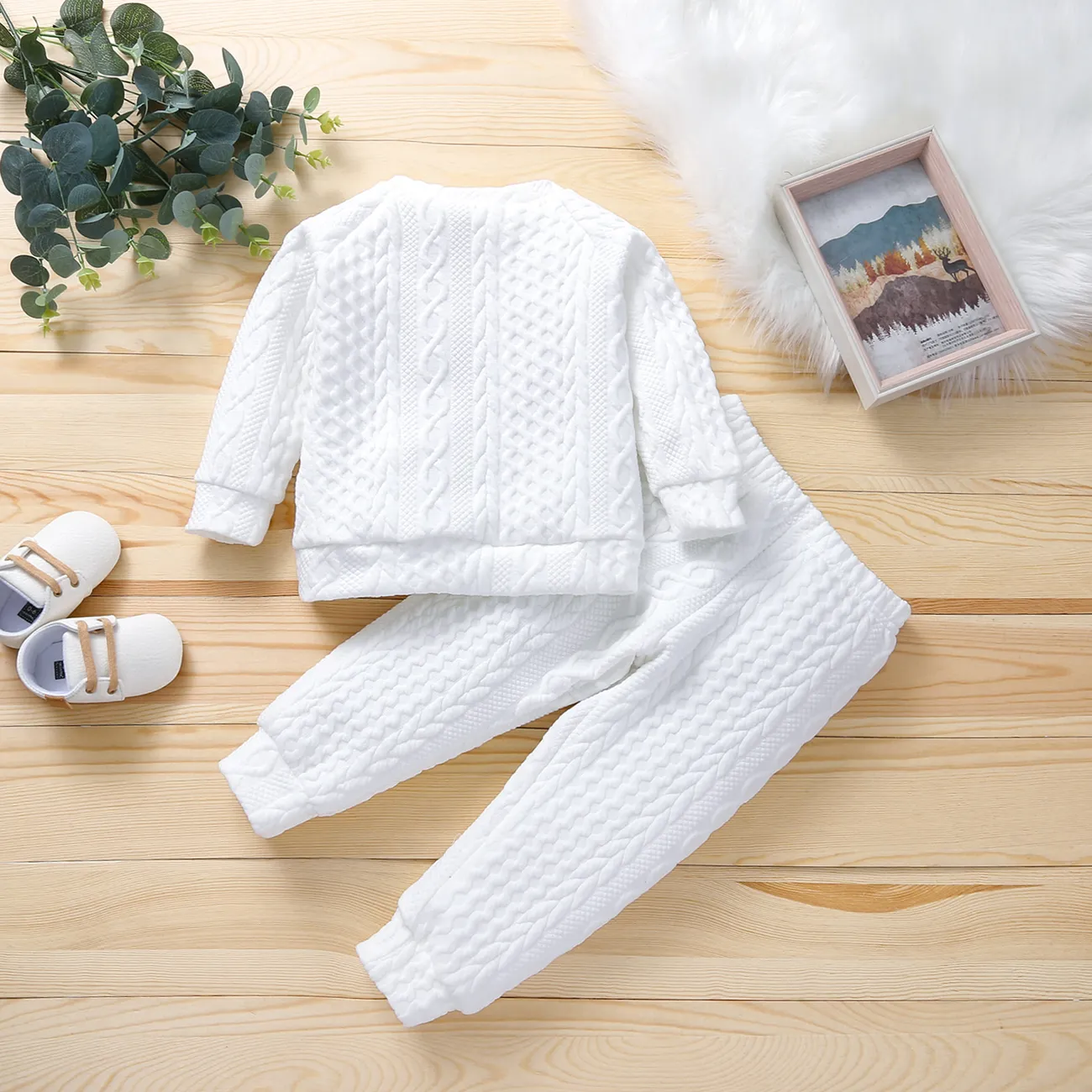 2 Stück Kleinkinder Unisex Lässig Sweatshirt-Sets weiß big image 1