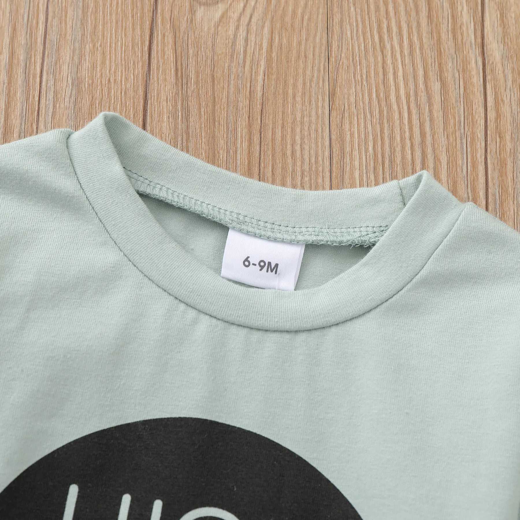 2-piece Toddler Boy/Girl Letter Print Pullover and Black Pants Set Turquoise image 2