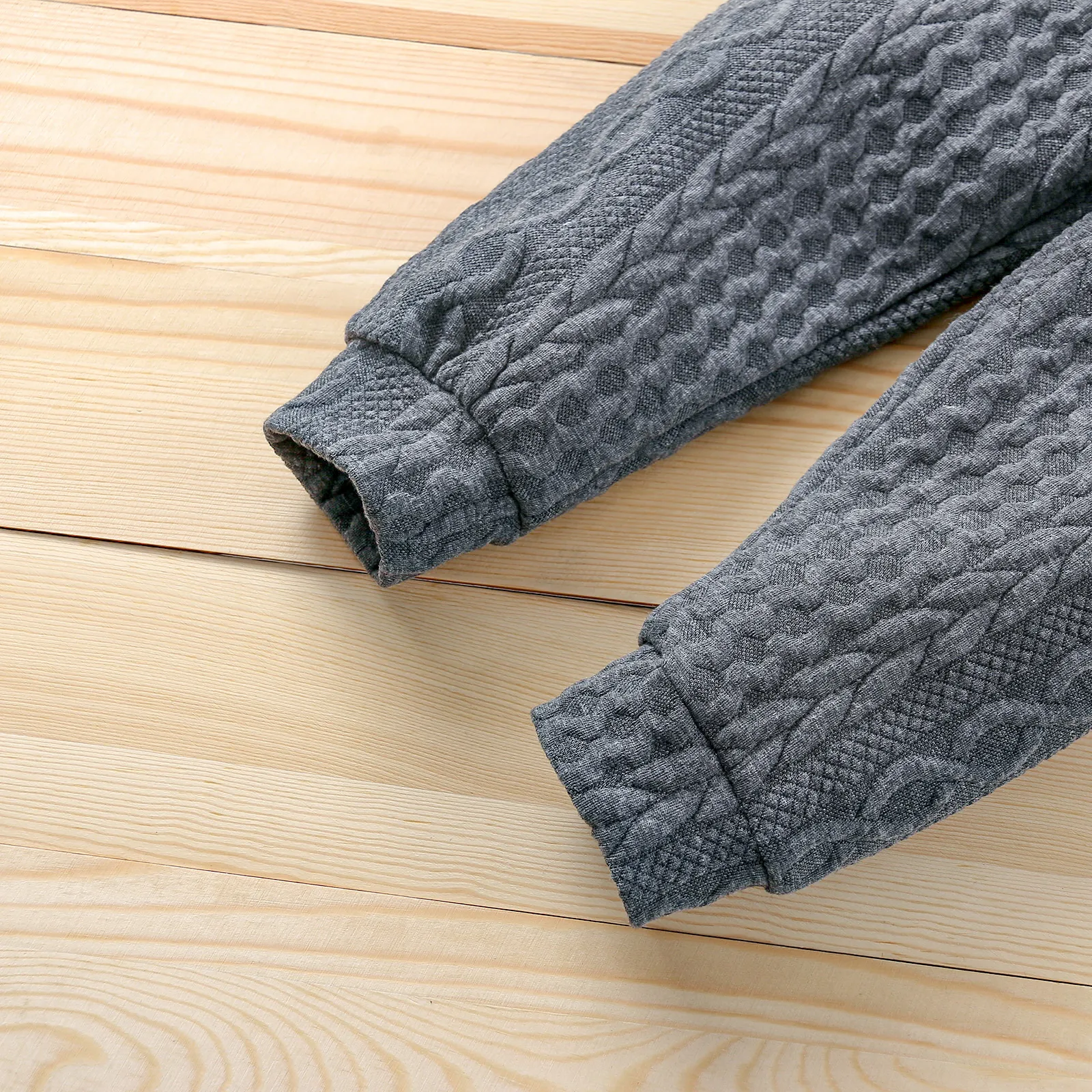 2-piece Toddler Girl/Boy Solid Ribbed Sweater and Elasticized Pants Casual Set Dark Grey image 4