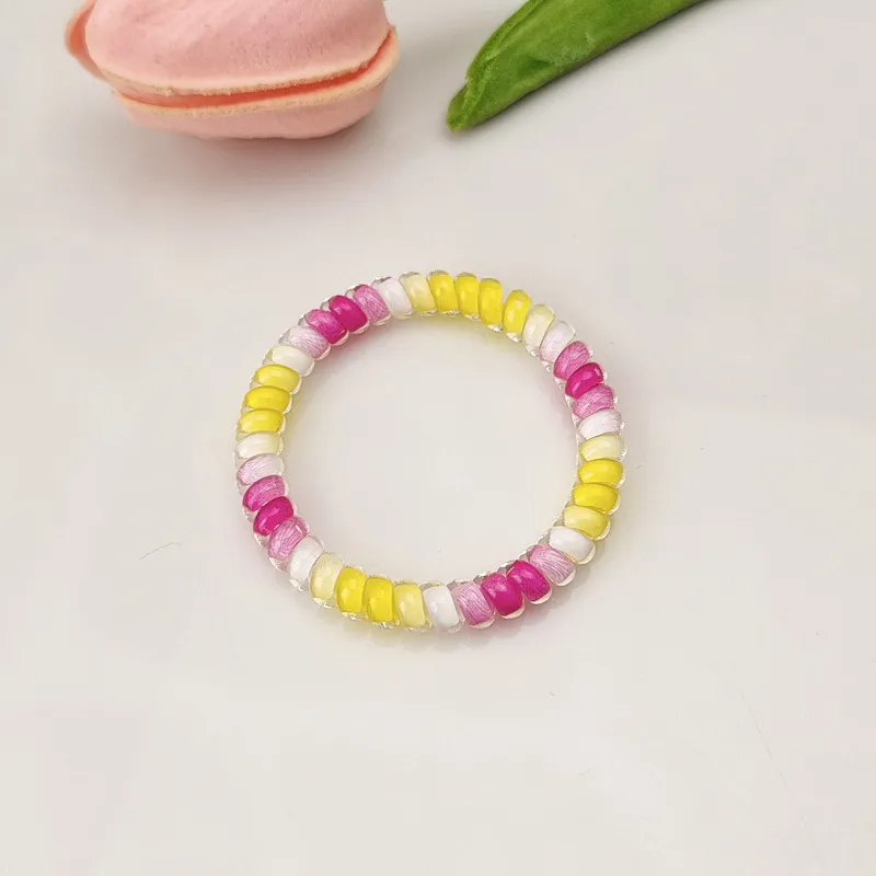 2-pack Color Block Coil Wire Hair Tie for Girls Yellow