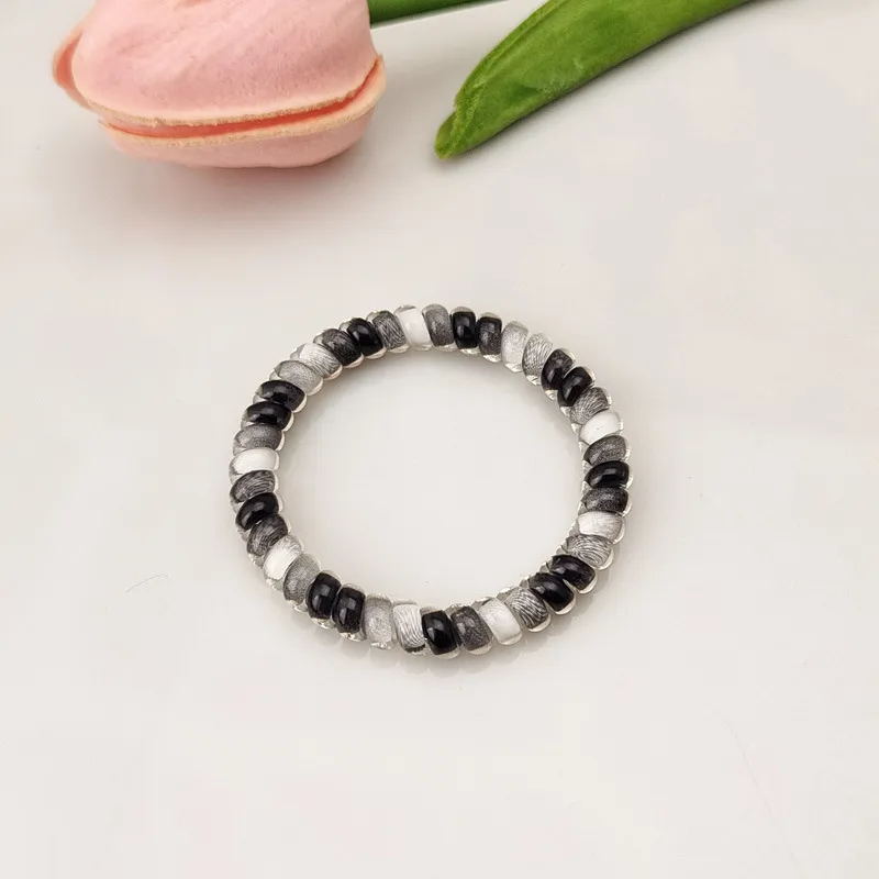 2-pack Color Block Coil Wire Hair Tie for Girls Dark Grey