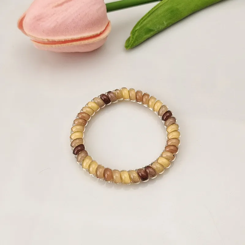 2-pack Color Block Coil Wire Hair Tie for Girls Coffee